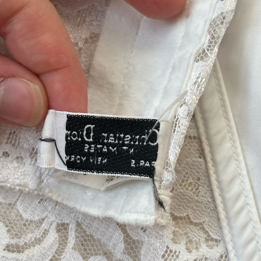 vintage christian dior white strapless corset bustier with lace and satin detail - Picture 7 of 7
